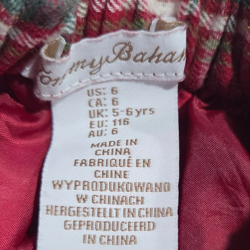Tommy Bahama Kids Girls Red Plaid Skirt and Fair Isle Floral Sweater Set Size 6